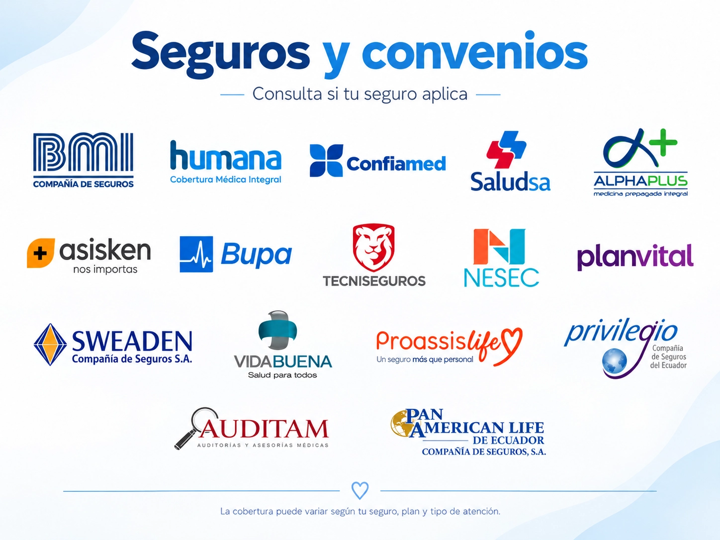 Seguros médicos con los que trabaja Clínica Moderna Quito